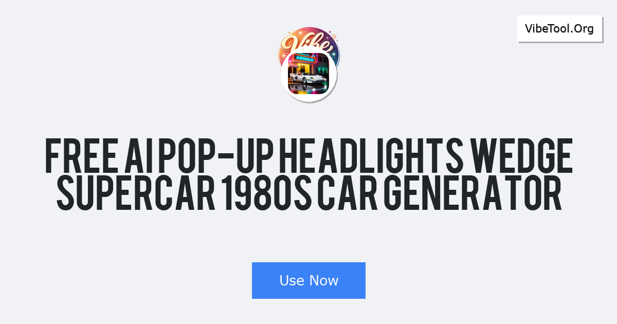 Free AI Pop-Up Headlights Wedge Supercar 1980s Car Generator
